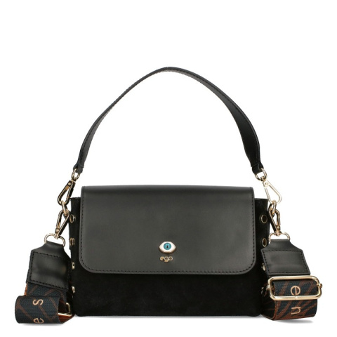 EGO ES-S0208ZM torebka listonoszka kuferek z ćwiekami czarna skóra