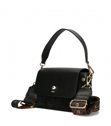 EGO ES-S0208ZM torebka listonoszka kuferek z ćwiekami czarna skóra