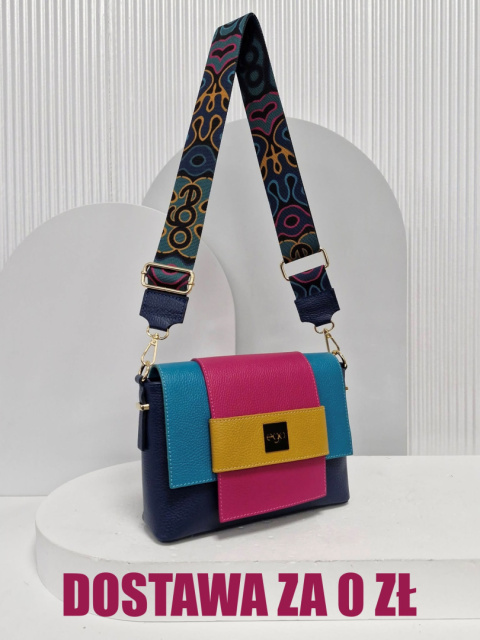 Ego ES0231SA torebka z ozdobnym pasem multicolor skóra