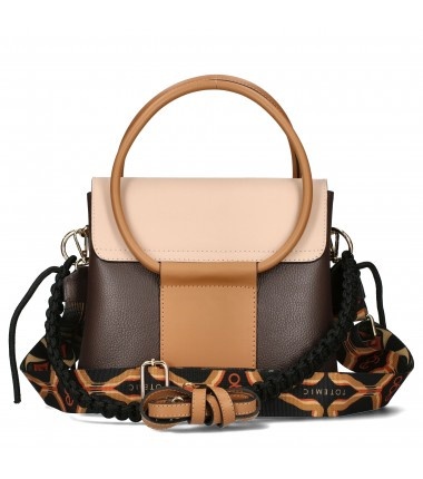 Ego brązowa torebka listonoszka z okrągłymi uszami skóra